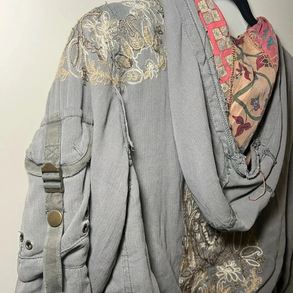 Da-Nang Y2K boho bomber jacket size small S embroidered zipper - Picture 14 of 15